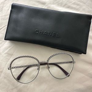 Chanel Pantos Round Sunglasses with Chain Metal